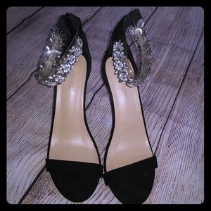 Jeweled black sandals